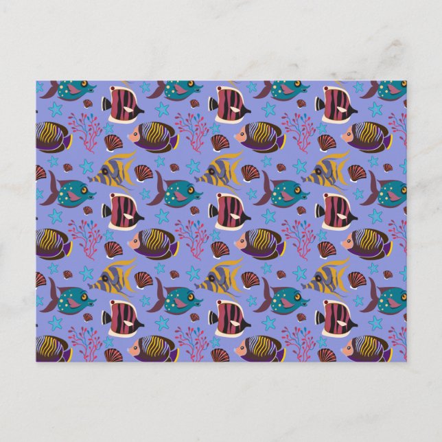Aquatic animals pattern | ocean underwater life 8 postcard (Front)