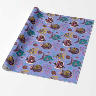 Aquatic animals pattern ocean underwater life 8 wrapping paper