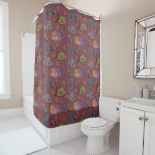 Aquatic animals pattern ocean underwater life 9 shower curtain