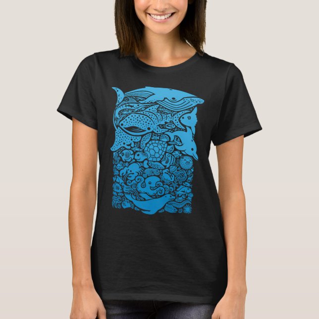 Aquatic Blues 2 T-Shirt (Front)