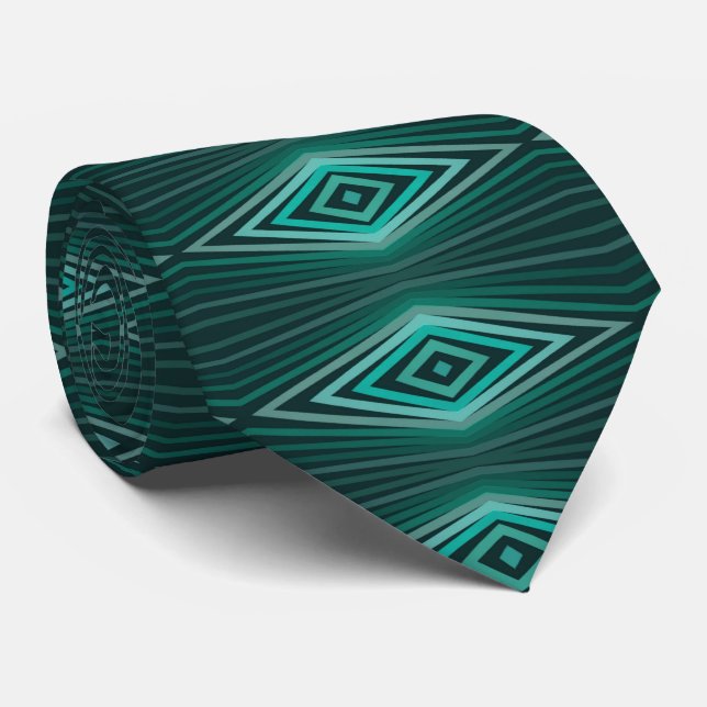 Aquatic Colors Angled Watercolor Paint Stripes Tie (Rolled)