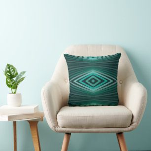 Aquatic Colors In Angled Watercolor Paint Stripes Cushion