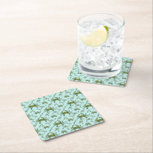 Aquatic Crabs Pattern  Square Paper Coaster