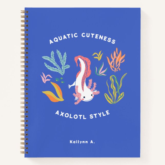 Aquatic Cuteness Axolotl Notebook (Front)