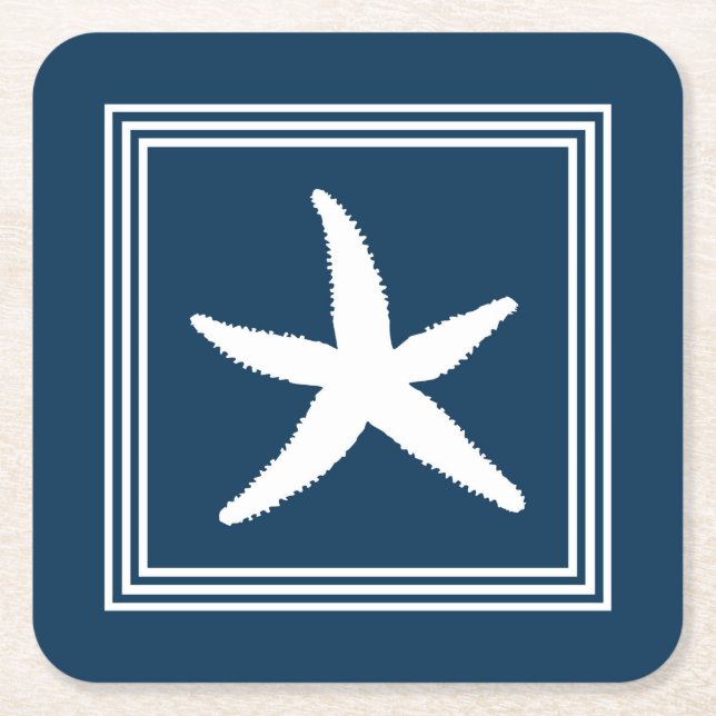 Aquatic design square paper coaster (Front)