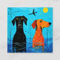 "Aquatic Duo of Joy" -  Surreal Colourful Dogs    