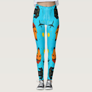 "Aquatic Duo of Joy" - Surreal Colourful Dogs Leggings