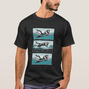 Aquatic Feline Strokes Cat Swimming Coach Swimmer  T-Shirt