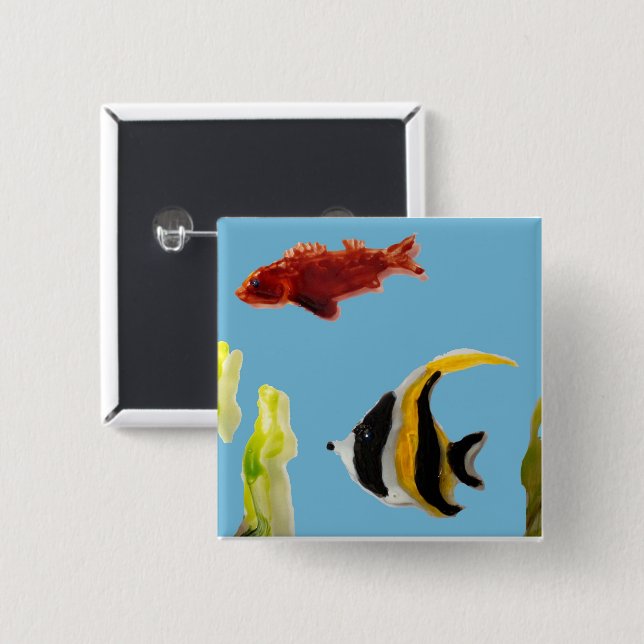 Aquatic Fish 15 Cm Square Badge (Front & Back)