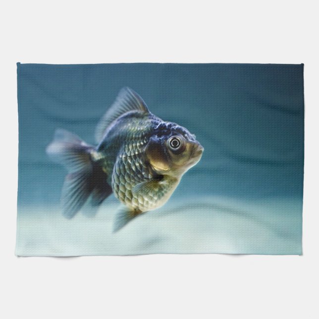 Aquatic Fish Carassius Tea Towel (Horizontal)