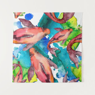 Aquatic fish set. Red sea and exotic fishes inside Tapestry