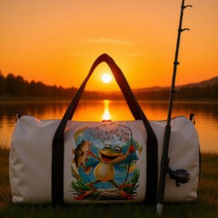 Aquatic Friendship: Frog With Fish on Water Duffle Bag