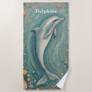Aquatic Grace: The Dolphin's Dance Beach Towel