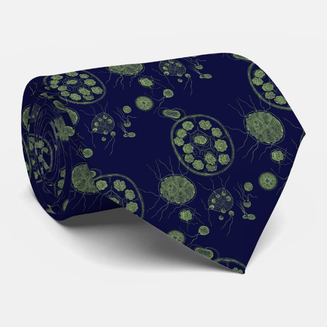 Aquatic Green Algae Pandorina Pattern Tie (Rolled)