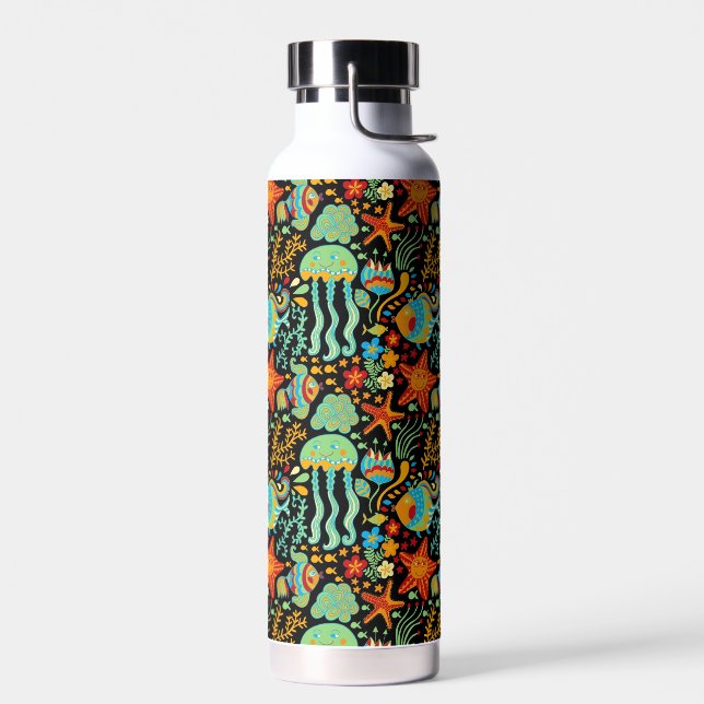 Aquatic Life Cartoon Style Water Bottle (Left)