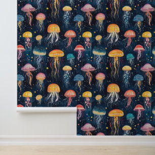 Aquatic Life Sea Creature Jellyfish Chalk Drawing Wallpaper
