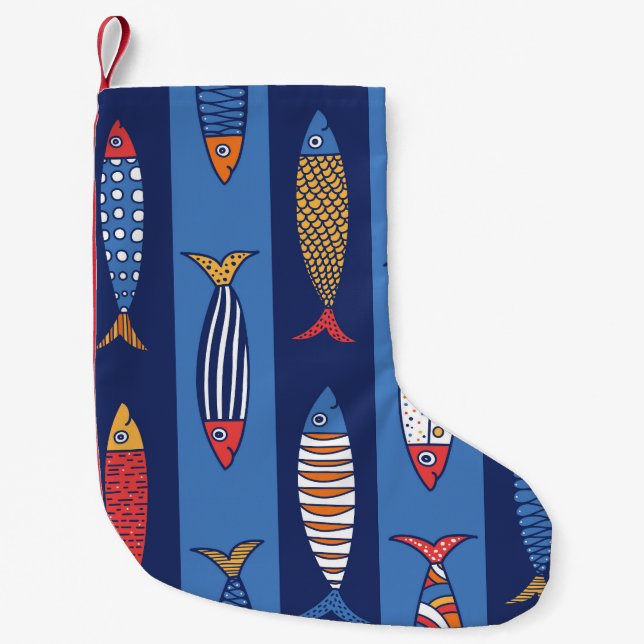 Aquatic Playtime: Kids' Fish Fantasy Small Christmas Stocking (Front)