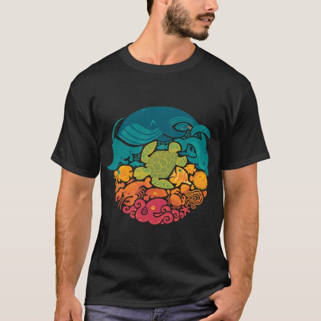 Aquatic Rainbow (light blue) T-Shirt (Front)