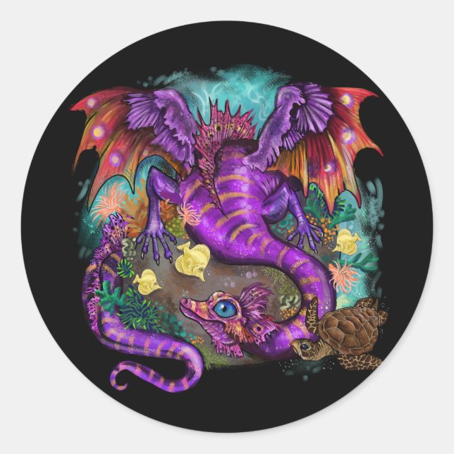 Aquatic Sea Dragon Classic Round Sticker (Front)