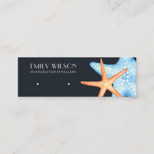 AQUATIC STAR FISH NAVY STUD EARRING DISPLAY CARD