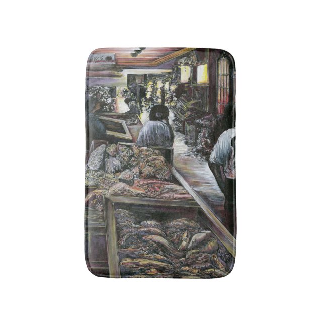 Aquatic, yet kissed with Desert Wind, Jerusalem Bath Mat (Front Vertical)