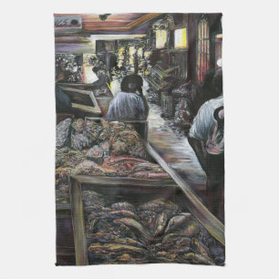 Aquatic, yet kissed with Desert Wind, Jerusalem Tea Towel