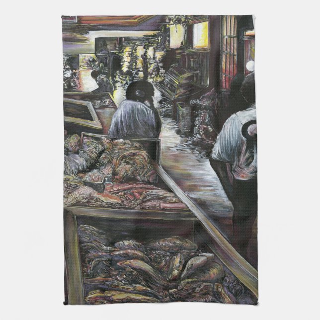 Aquatic, yet kissed with Desert Wind, Jerusalem Tea Towel (Vertical)