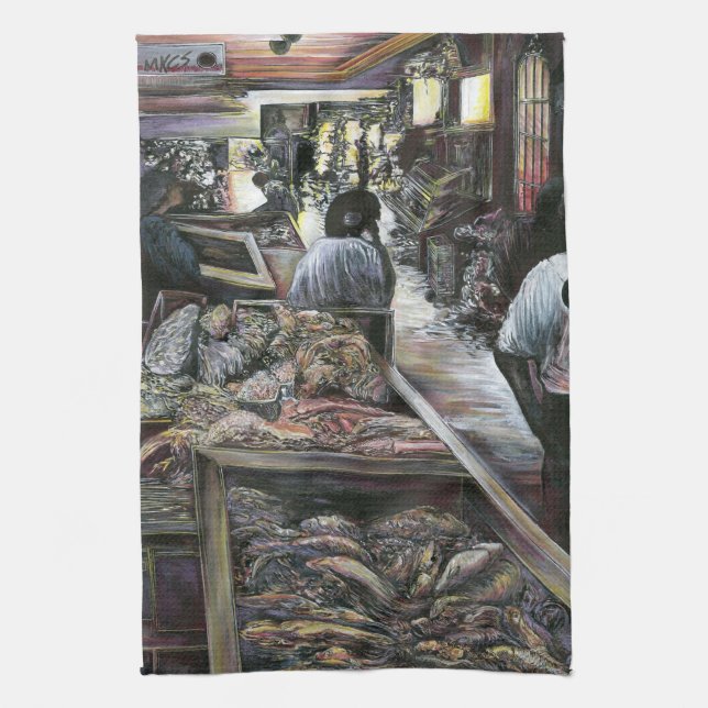 Aquatic, Yet kissed with Desert Wind, Jerusalem Tea Towel (Vertical)