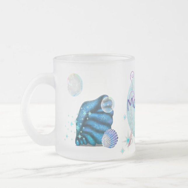 Aquatica 3D Whimsey ADD YOUR NAME Frosted Glass Coffee Mug (Left)
