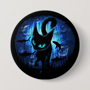 Aquaticat - Surreal Cat in Deep Ocean Fantasy 7.5 Cm Round Badge