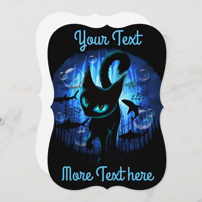 Aquaticat - Surreal Cat in Deep Ocean Fantasy Card (Front/Back)