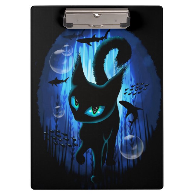 Aquaticat - Surreal Cat in Deep Ocean Fantasy Clipboard (Front)