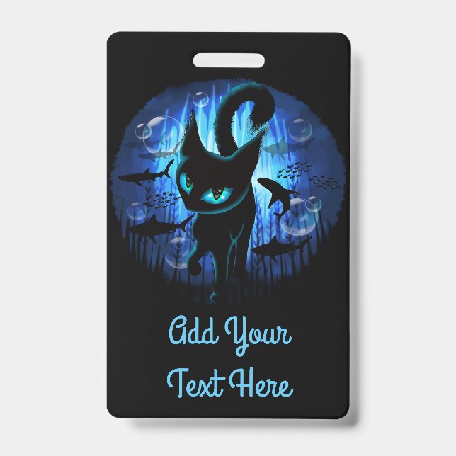 Aquaticat - Surreal Cat in Deep Ocean Fantasy ID Badge (Front)