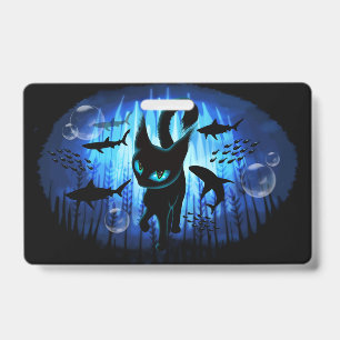 Aquaticat - Surreal Cat in Deep Ocean Fantasy ID Badge
