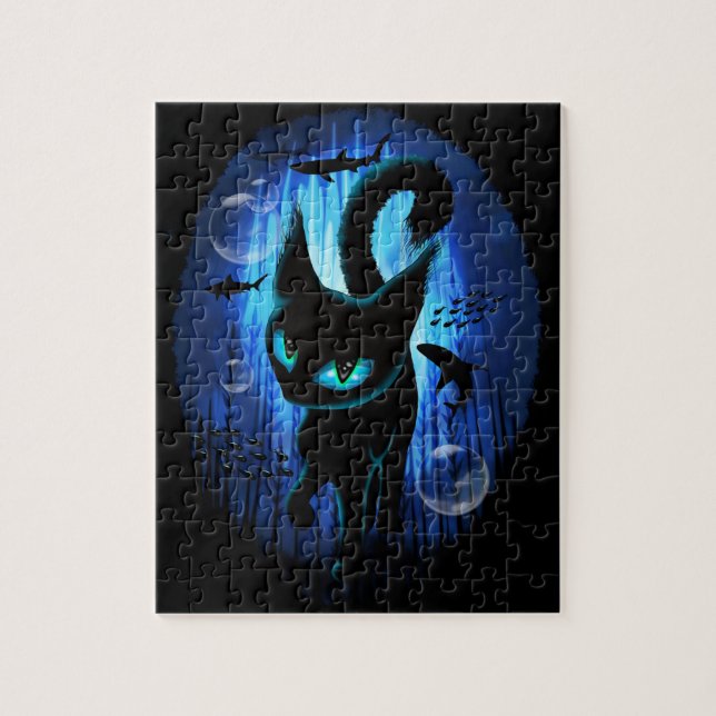 Aquaticat - Surreal Cat in Deep Ocean Fantasy Jigs Jigsaw Puzzle (Vertical)