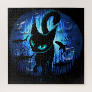 Aquaticat - Surreal Cat in Deep Ocean Fantasy Jigsaw Puzzle