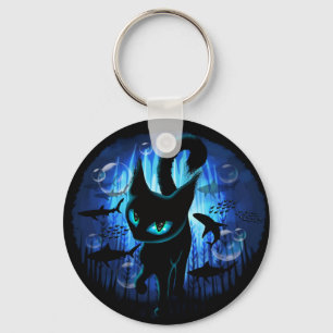 Aquaticat - Surreal Cat in Deep Ocean Fantasy Key Ring