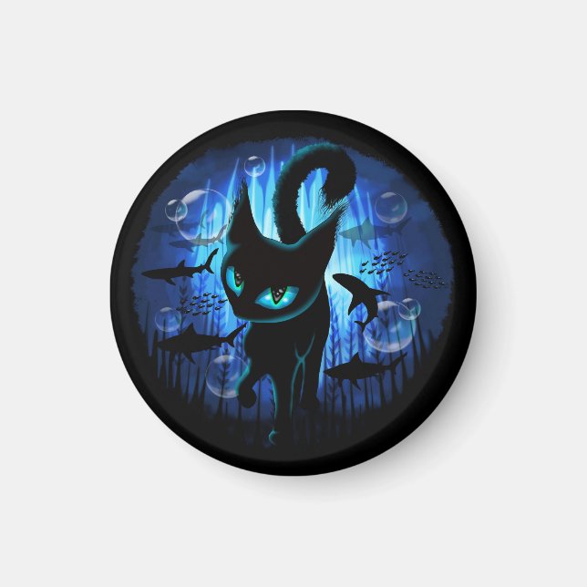 Aquaticat - Surreal Cat in Deep Ocean Fantasy Magnet (Front)
