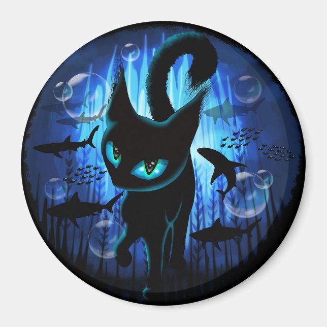 Aquaticat - Surreal Cat in Deep Ocean Fantasy Magnet (Front)