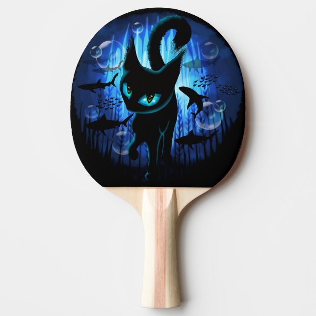 Aquaticat - Surreal Cat in Deep Ocean Fantasy Ping Pong Paddle (Front)