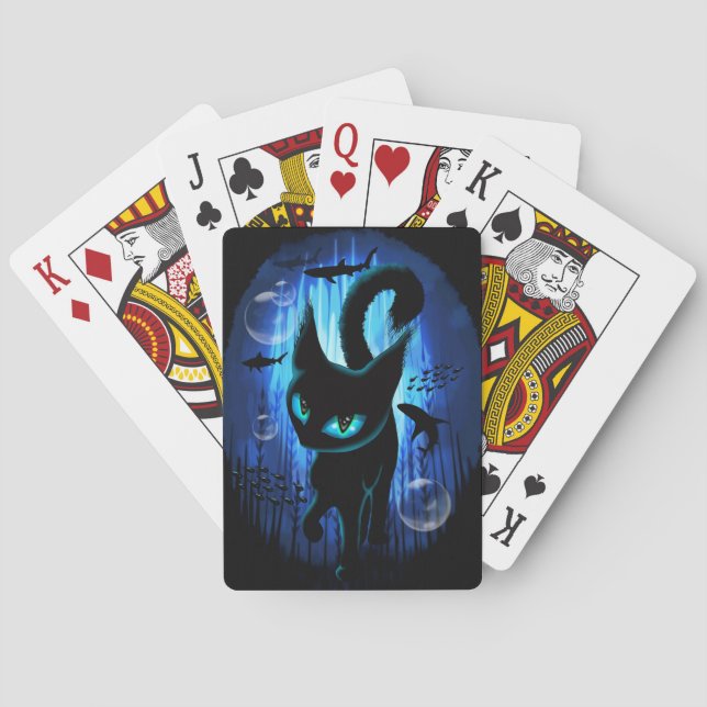 Aquaticat - Surreal Cat in Deep Ocean Fantasy Playing Cards (Back)