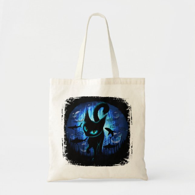 Aquaticat - Surreal Cat in Deep Ocean Fantasy Tote Bag (Front)