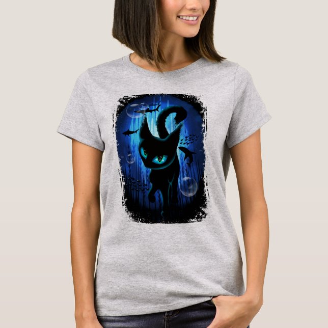 Aquaticat - Surreal Cat in Fantasy Ocean T-Shirt (Front)