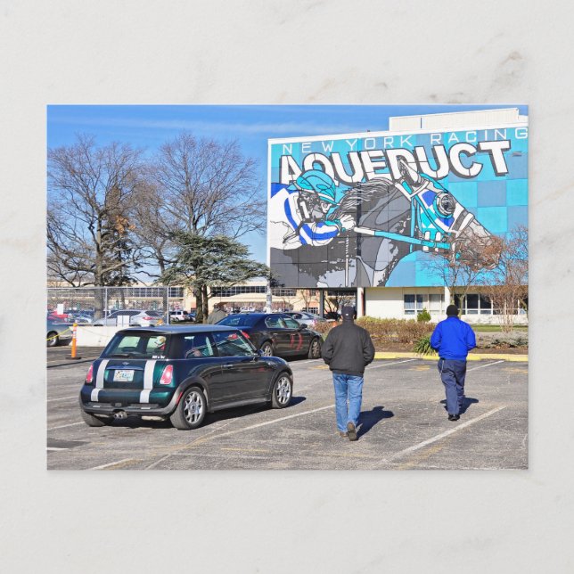 Aqueduct Racetrack on New Year's Day Holiday Postcard (Front)