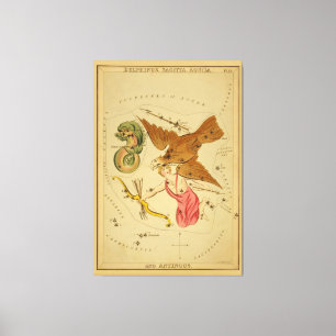 Aquila the Eagle - Vintage Astronomical Star Chart Canvas Print
