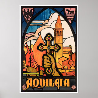Aquileia Italy Art Print Travel Poster Retro Asian