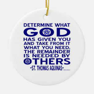 Aquinas Quote Look What God Given You Blue Ceramic Tree Decoration