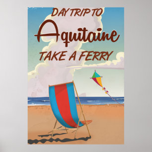 Aquitaine France vintage travel poster