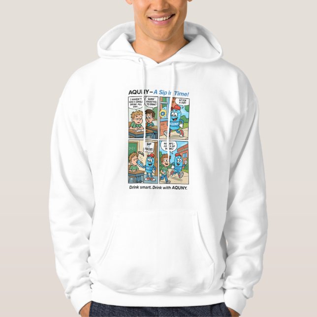 AQUNY – A Sip in Time! Funny Hydration Hero hoddie Hoodie (Front)