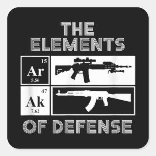 AR15 AK47 Elements of Defense Periodic Table Square Sticker
